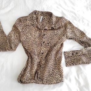 Zara long sleeve leopard Shirt